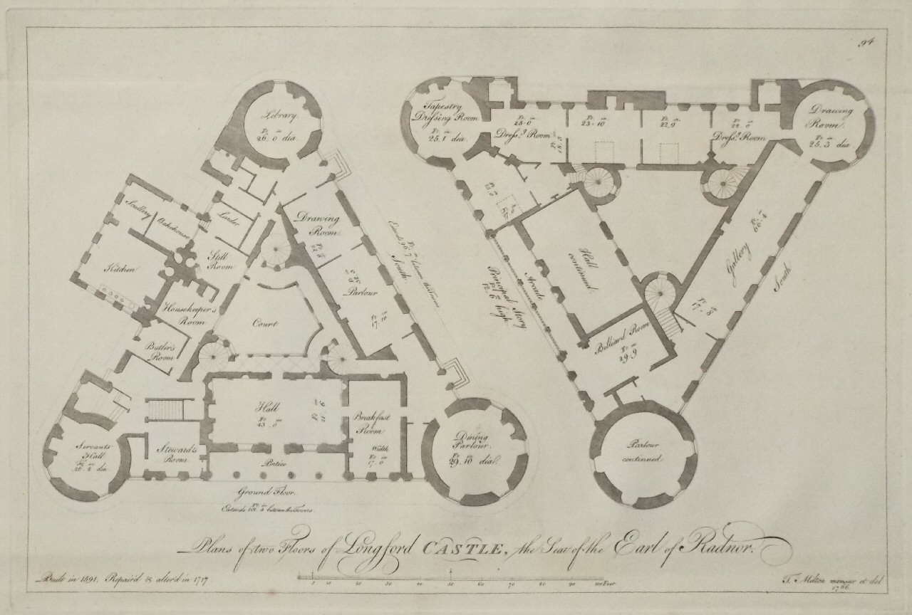 Print - Plans of two Floors of Longford Castle, the Seat of the Earl of Radnor.